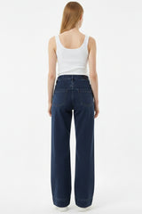 Voorpand‑Naad Wijde‑Pijpen Jeans — Navy