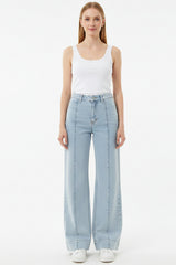 Weite Jeans Mit Vorder‑'Çimalı'‑Detail – Blau