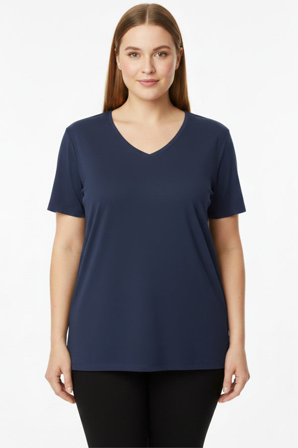 Oversized V‑Neck T‑Shirt — Navy (Plusmaat)