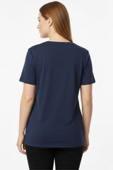 Oversized V‑Neck T‑Shirt — Navy (Plusmaat)