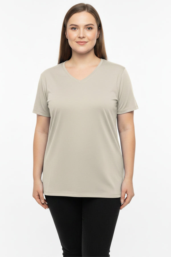 Oversized T - Shirt Met V - Hals – Taupe