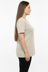 Oversized T - Shirt Met V - Hals – Taupe