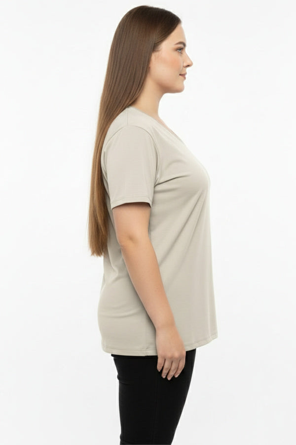 Oversized T - Shirt Met V - Hals – Taupe
