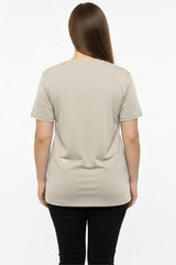 Oversized T - Shirt Met V - Hals – Taupe