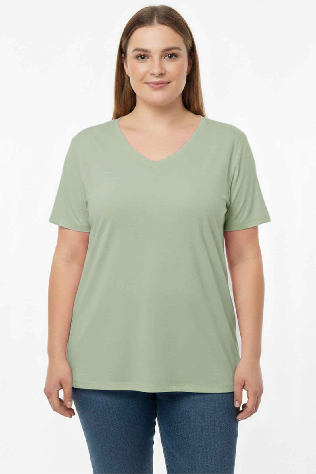 Oversize - T - Shirt Mit V - Ausschnitt – Khaki