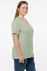 Oversize - T - Shirt Mit V - Ausschnitt – Khaki