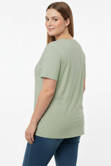 Oversize - T - Shirt Mit V - Ausschnitt – Khaki