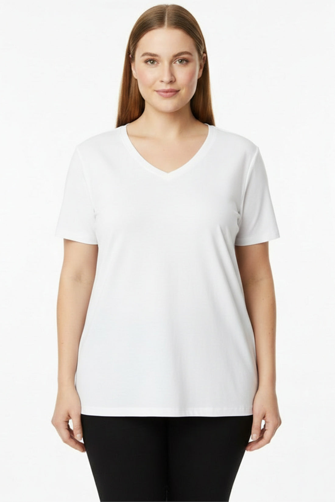 Oversized T - Shirt Met V - Hals – Wit