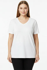 Oversized T - Shirt Met V - Hals – Wit