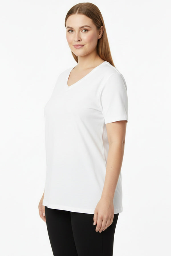 Oversized T - Shirt Met V - Hals – Wit