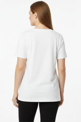 Oversized T - Shirt Met V - Hals – Wit