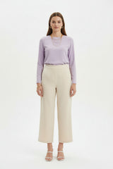 High‑Waist Wide‑Legbroek — Crème