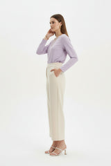 High‑Waist Wide‑Legbroek — Crème
