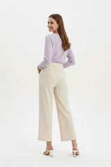 High‑Waist Wide‑Legbroek — Crème