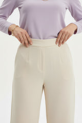 High‑Waist Wide‑Legbroek — Crème