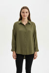 Geknoopte Oversize Blouse — Khaki