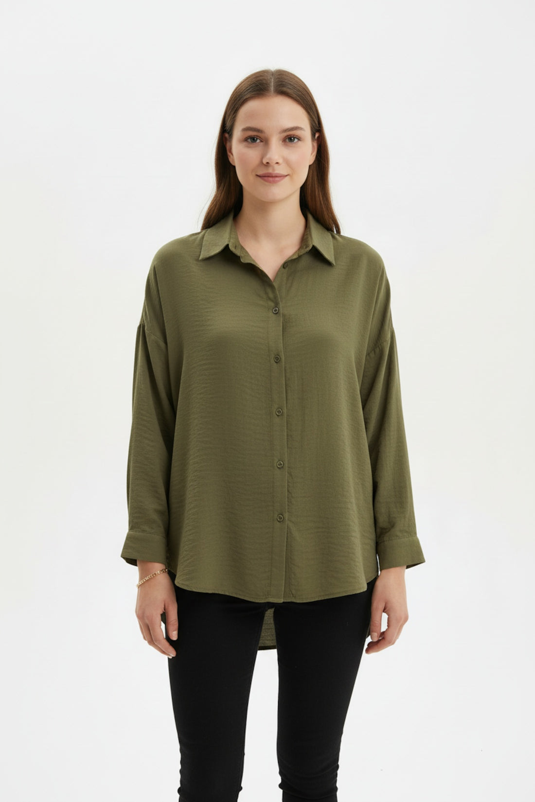 Geknoopte Oversize Blouse — Khaki