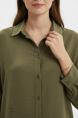 Geknoopte Oversize Blouse — Khaki