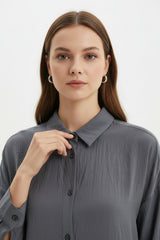Oversized Overhemd Met Knopen — Antraciet
