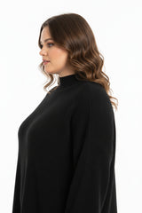 Dames Gebreid Tweedelig Set Met Manchetten – Zwart