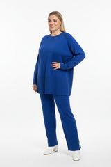 Geribd Tricotset Met Split — Koningsblauw