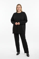 Geribd Tricotset Met Split — Zwart