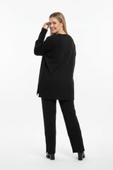 Geribd Tricotset Met Split — Zwart