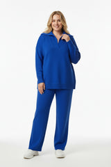 Collared Knit Two‑Piece Set — Royal Blue