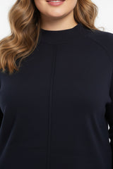 Gebreid Set Met Voornaad En Pijpsplit – Marineblauw