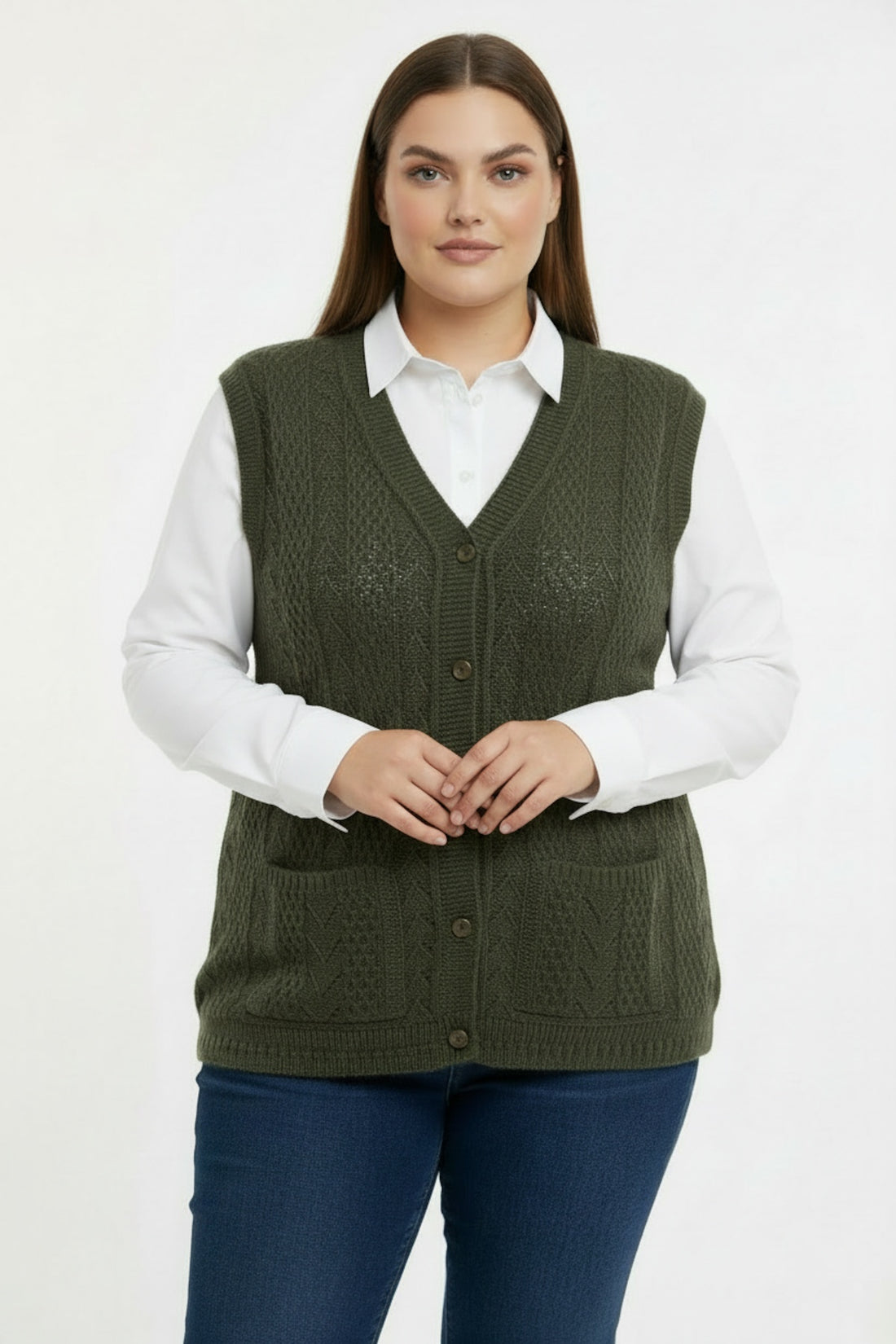 Gilet In Grote Maten — Khaki