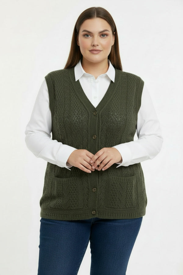 Gilet In Grote Maten — Khaki
