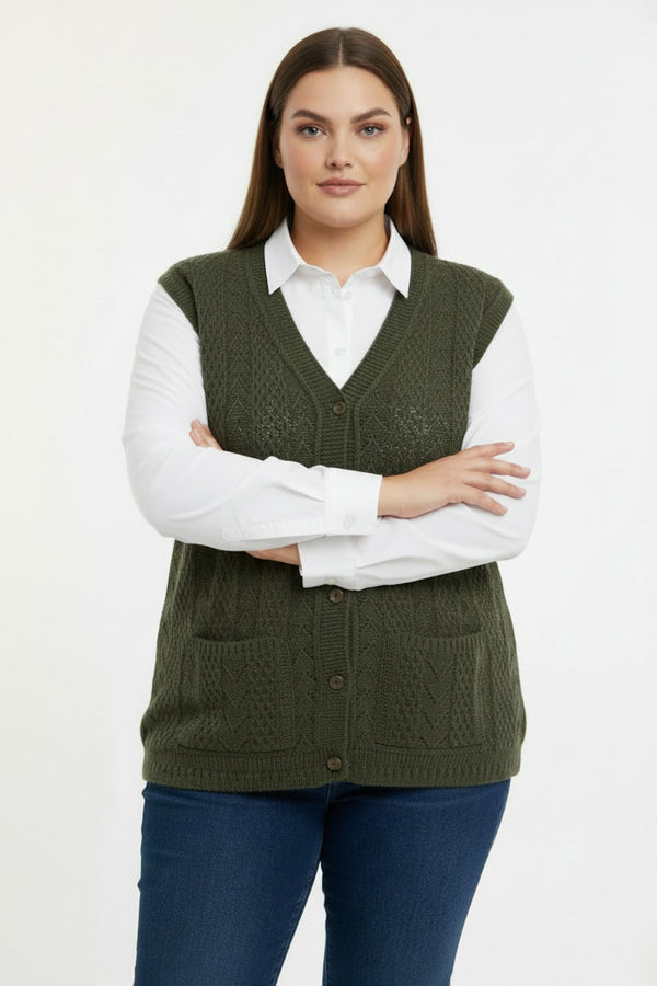 Gilet In Grote Maten — Khaki