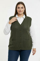 Gilet In Grote Maten — Khaki