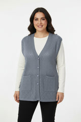 Harmony Gebreide Gilet — Grijs (Grote Maten)