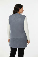 Harmony Gebreide Gilet — Grijs (Grote Maten)