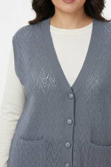 Harmony Gebreide Gilet — Grijs (Grote Maten)