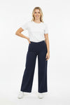 Denimbroek Met Elastische Taille En Wijde Pijp – Donker Marineblauw
