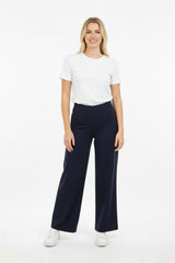 Denimbroek Met Elastische Taille En Wijde Pijp – Donker Marineblauw