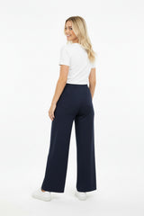 Denimbroek Met Elastische Taille En Wijde Pijp – Donker Marineblauw
