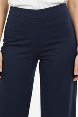 Denimbroek Met Elastische Taille En Wijde Pijp – Donker Marineblauw