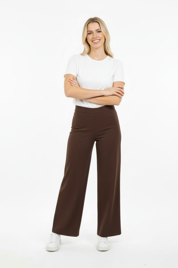 Bruine Wide - Leg Jeans Met Elastische Taille