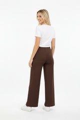 Bruine Wide - Leg Jeans Met Elastische Taille