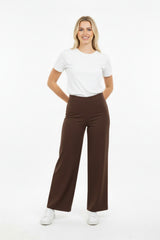 Bruine Wide - Leg Jeans Met Elastische Taille