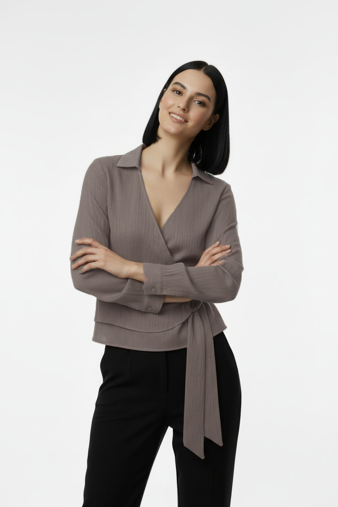 Müslim Tencel Blouse – Taupe