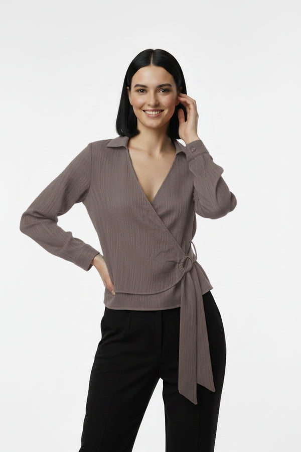 Müslim Tencel Blouse – Taupe