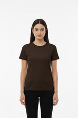 Dames Body‑T‑Shirt Met Ronde Hals — Bruin