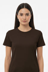 Dames Body‑T‑Shirt Met Ronde Hals — Bruin
