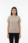 Dames Body‑T‑Shirt Met Ronde Hals — Taupe