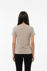 Dames Body‑T‑Shirt Met Ronde Hals — Taupe