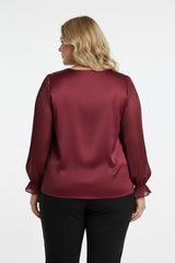 Große Größen - Bluse Mit Blumenkragen – Bordeaux